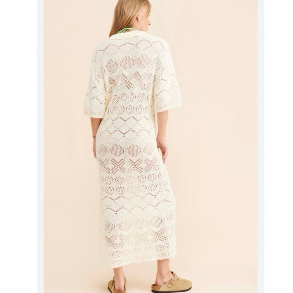 Free People Islamorada Fauxchet Sweater Maxi Resort Beach sz S - Picture 3 of 8